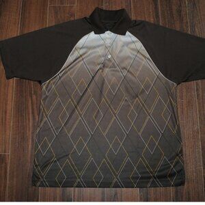 Gary Player Polo Brown Golf Shirt Medium Chest 44" Activewear Polyester Print